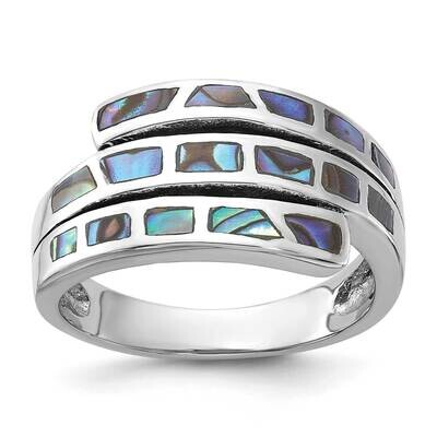 Polished Abalone Fancy BRing Sterling Silver Rhodium-Plated QR7609, MPN: QR7609,