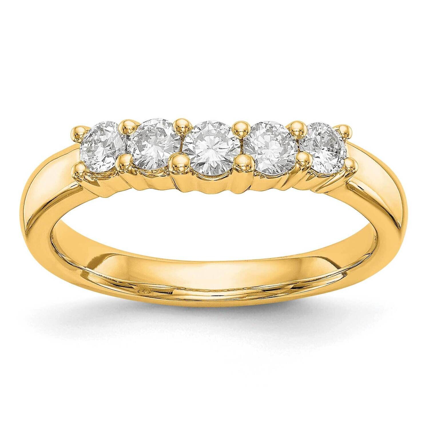 5-Stone Shared Prong Holds 5-2.9mm Round Diamond Band Ring Mounting 14k Gold RM3291B-050-YAA