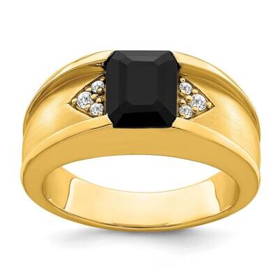 Onyx Diamond Mens Ring 14k Gold RM7392-OX-010-YA, MPN: RM7392-OX-010-YA,