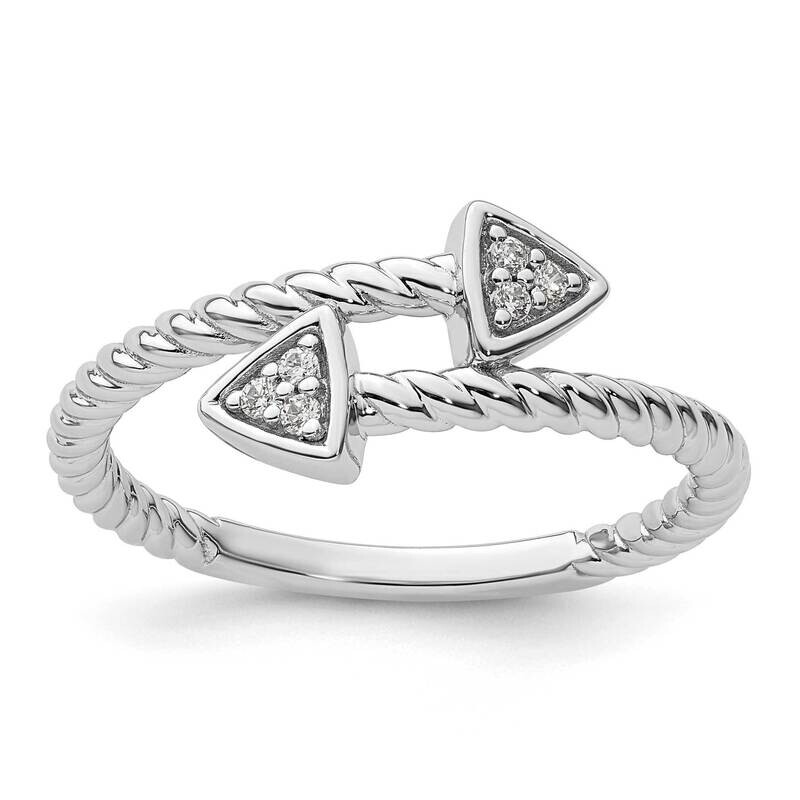 White Ice Diamond Arrow Ring Sterling Silver Rhodium-Plated QW507