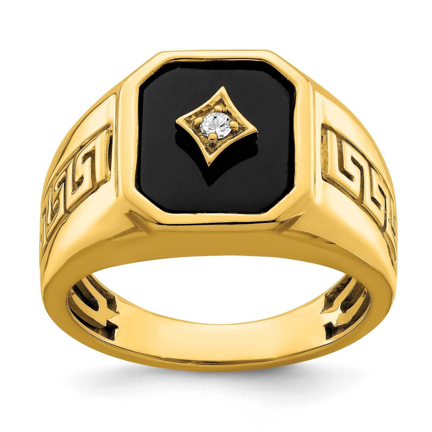 Onyx Diamond Greek Key Design Mens Ring 14k Gold RM7481-OX-004-YA, MPN: RM7481-OX-004-YA, 196904094…
