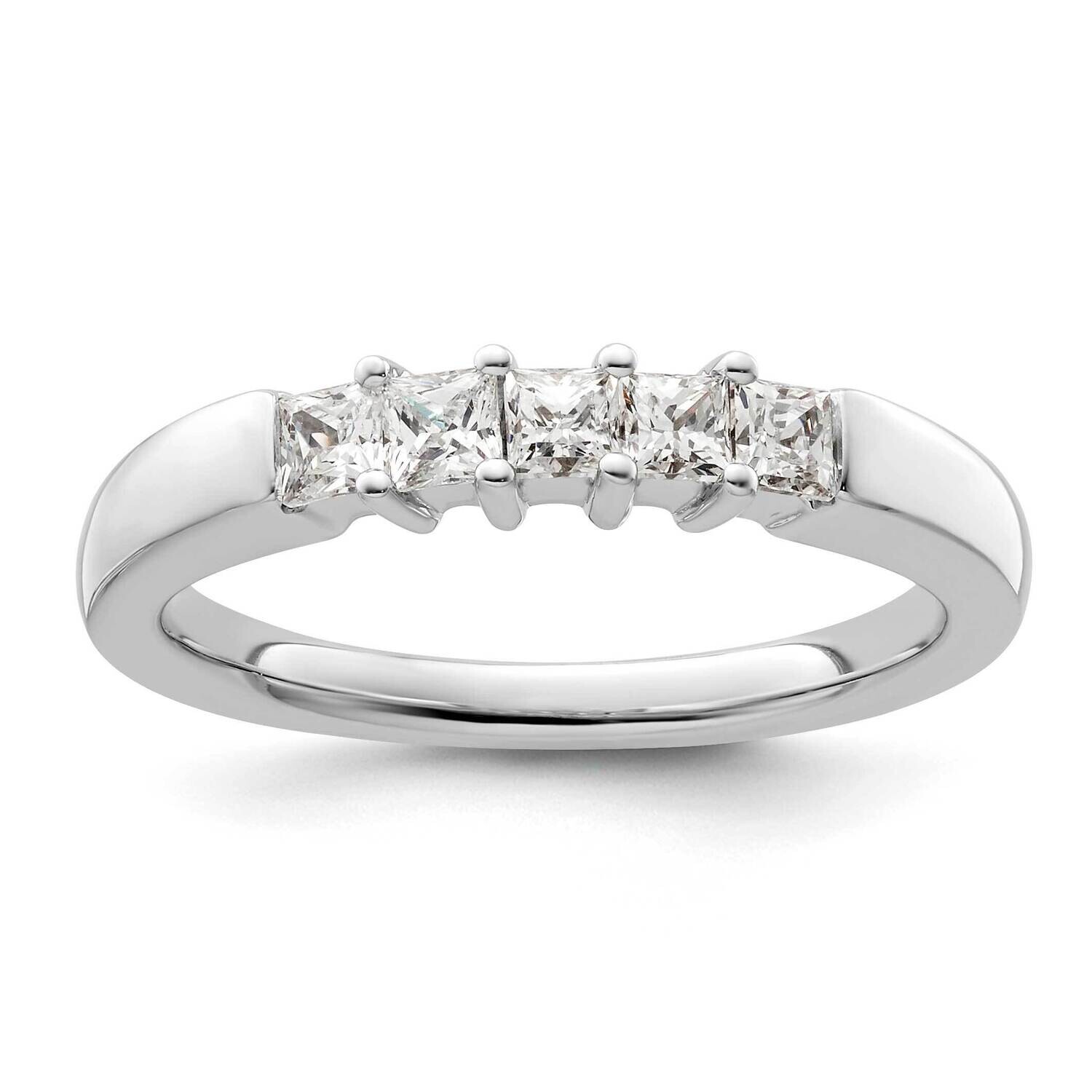 5-Stone Shared Prong Holds 5-2.5mm Princess Diamond Band Ring Mounting 14k White Gold RM3177B-050-WAA