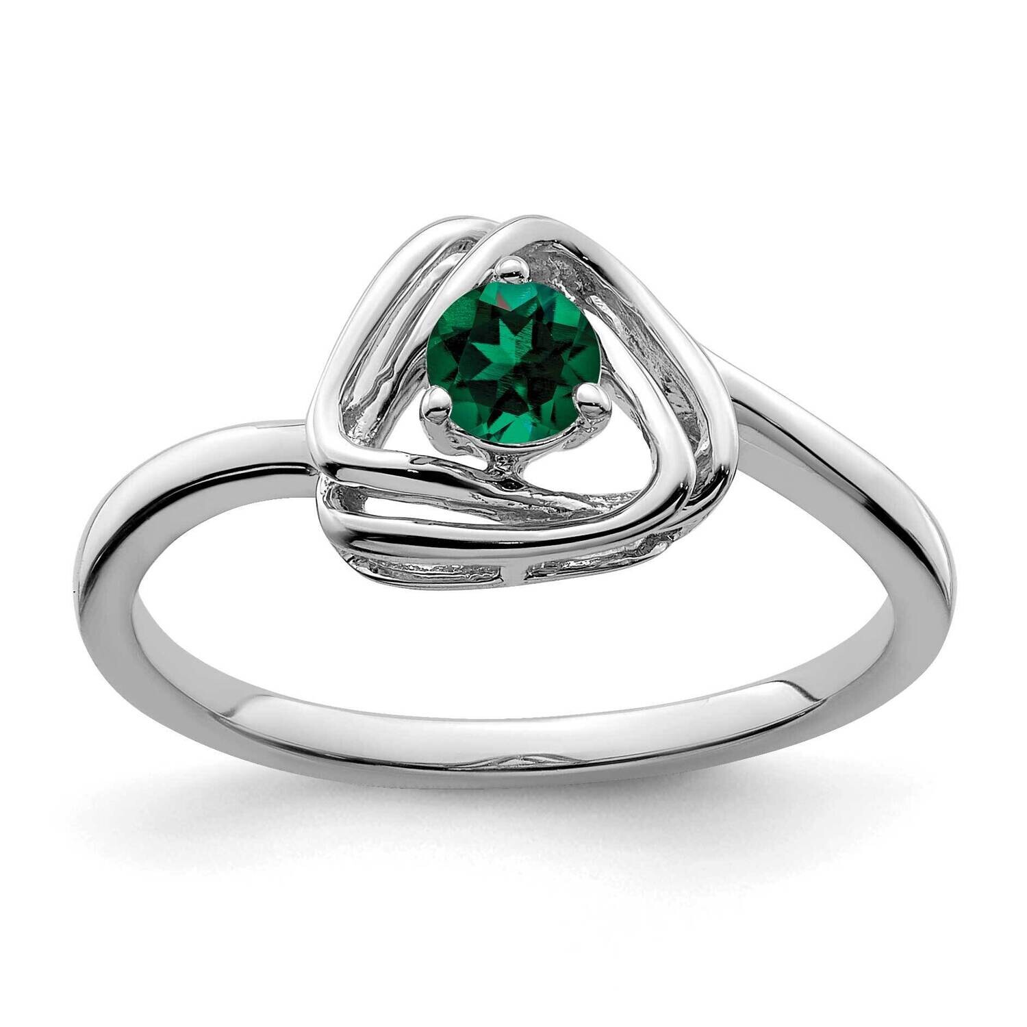 Created Emerald Triangle Ring 14k White Gold RM7395-CEM-W