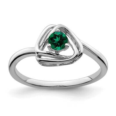 Created Emerald Triangle Ring 14k White Gold RM7395-CEM-W, MPN: RM7395-CEM-W,
