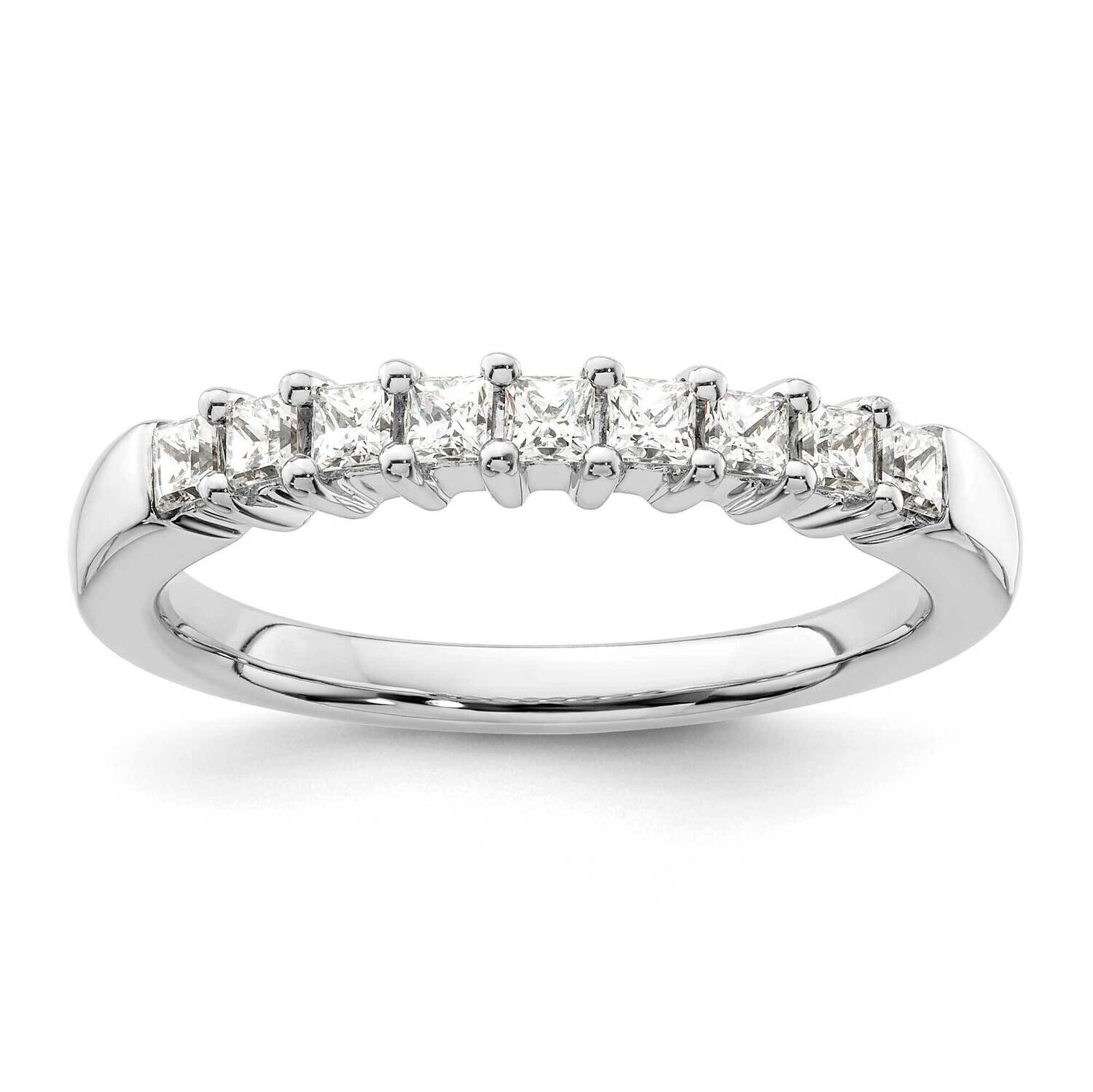 9-Stone Shared Prong Holds 9-2.0mm Princess Diamond Band Ring Mounting 14k White Gold RM3189B-045-WAA