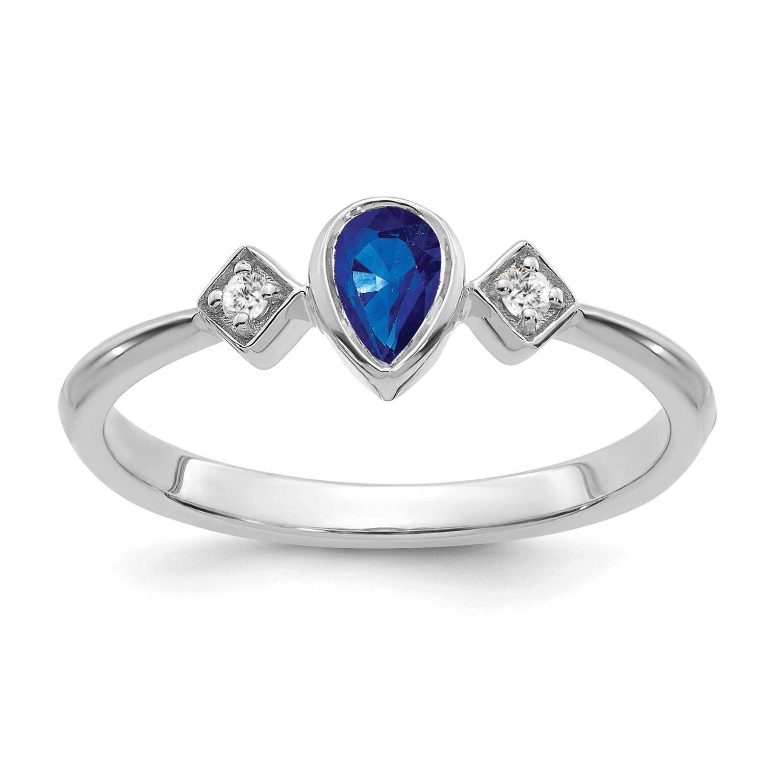 Pear Bezel Sapphire Diamond Ring 14k White Gold RM7234-SA-004-WA, MPN: RM7234-SA-004-WA, 1911018252…