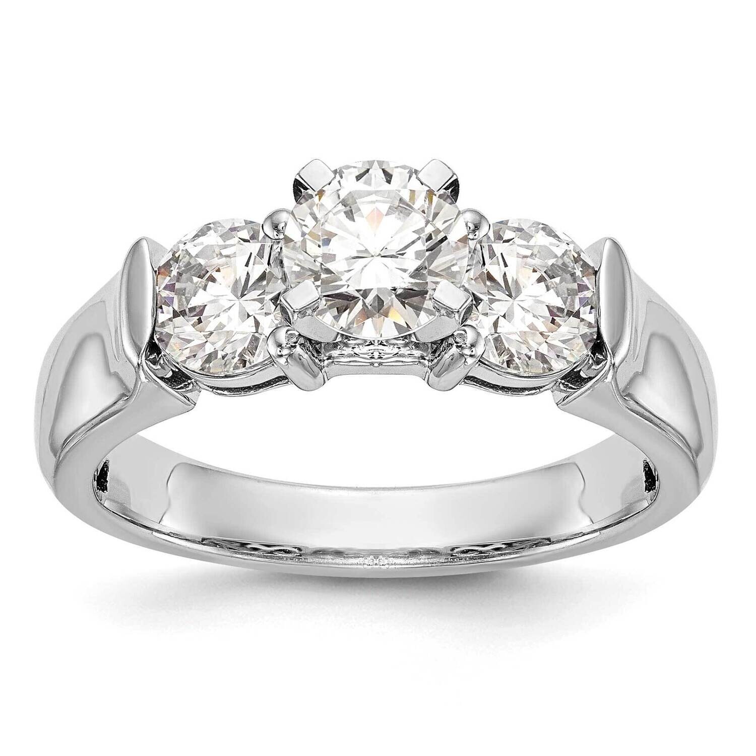 3-Stone Holds 1 Carat 6.5mm Round Center 2-5.2mm Round Sides Engagement Ring Mounting 14k White Gold RM2961E-100_100-CWAA