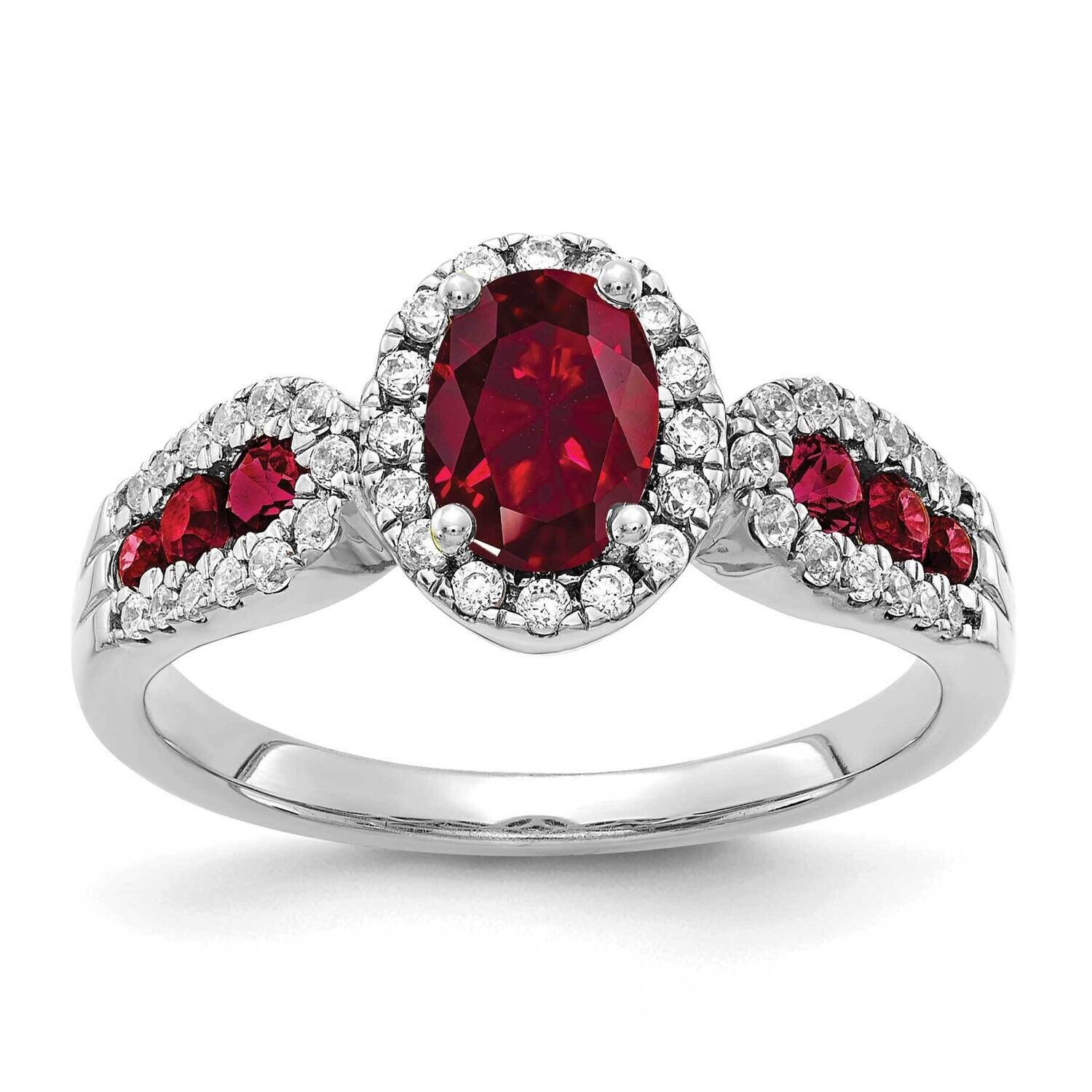 Diamond Oval Created Ruby Ring 14k White Gold RM5745-CRU-033-WAA, MPN: RM5745-CRU-033-WAA, 88395790…