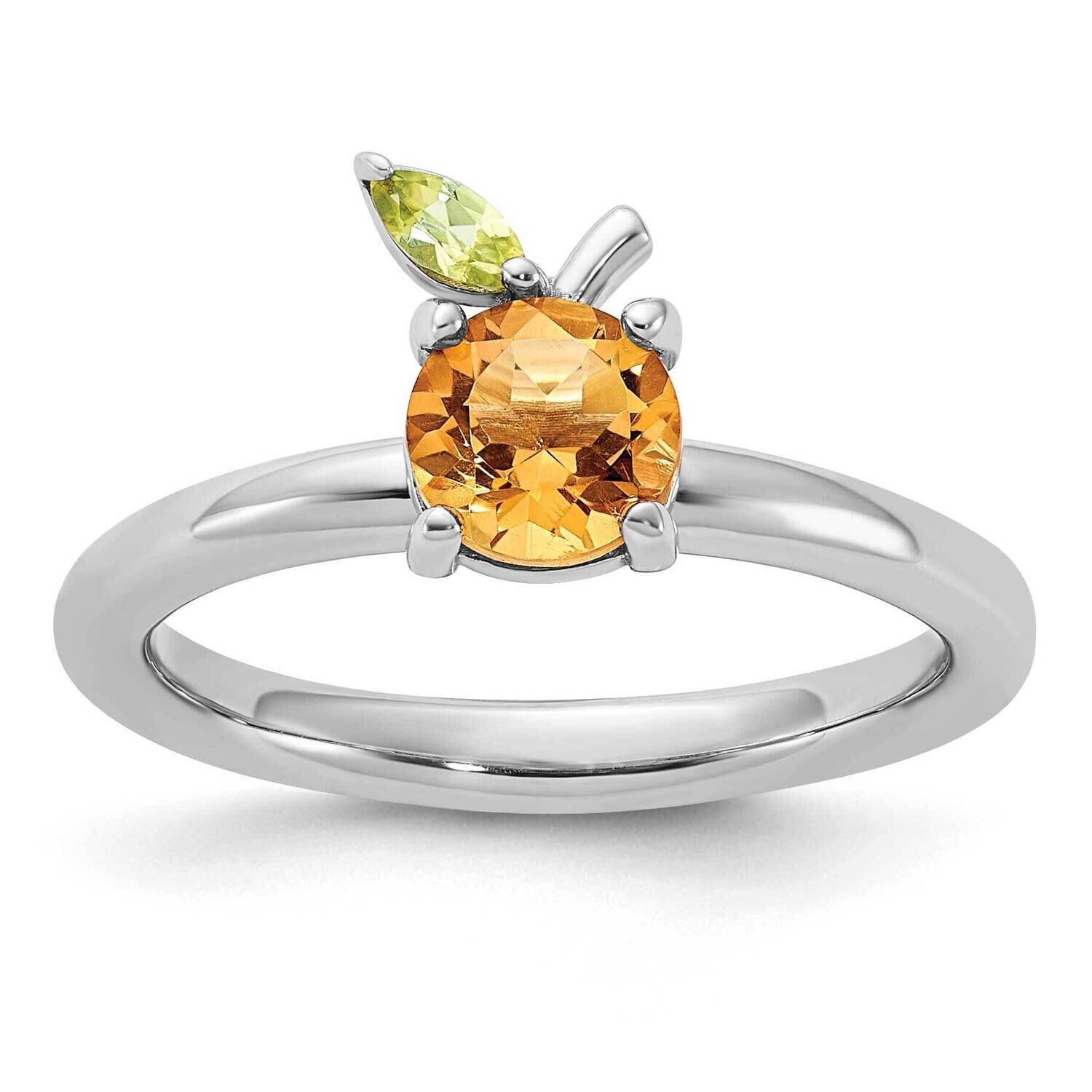 Stackable Expressions Rh-Plated Citrine Peridot Orange Ring Sterling Silver QSK2277, MPN: QSK2277, …