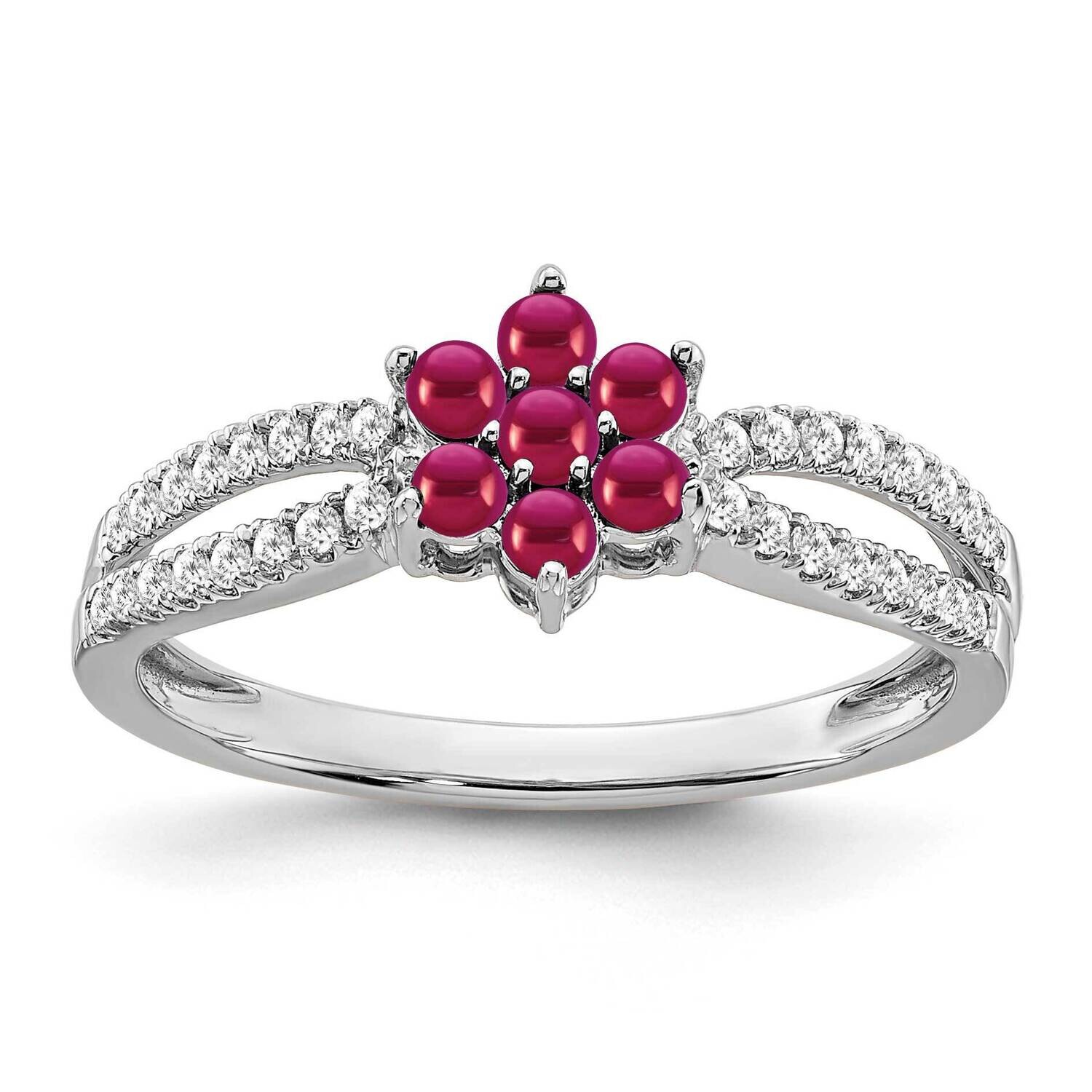Ruby Diamond Floral Ring 14k White Gold RM7199-RU-020-WA, MPN: RM7199-RU-020-WA, 191101822582