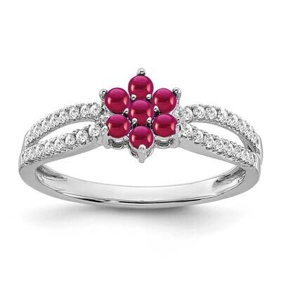 Ruby Diamond Floral Ring 14k White Gold RM7199-RU-020-WA, MPN: RM7199-RU-020-WA, 191101822582