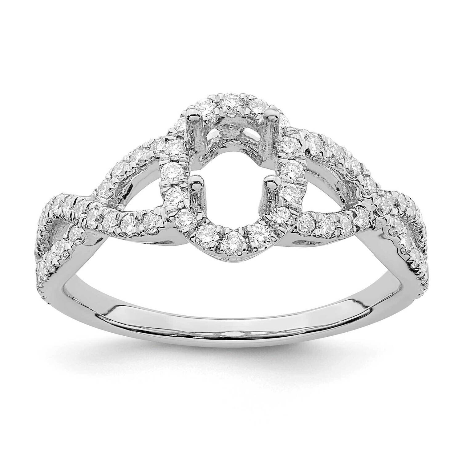 True Origin 1/2 Carat Diamond Vs/Si D E F Semi Mount Oval Halo Engagement Ring 14k White Gold RM2334E-050-WAA