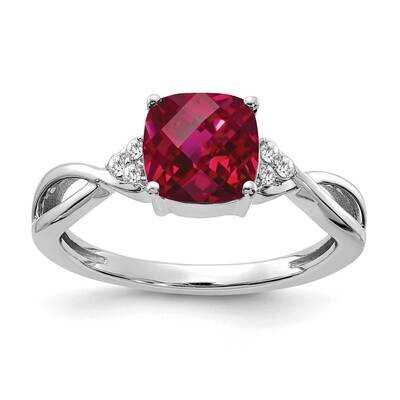 Checkerboard Created Ruby Diamond Ring 14k White Gold RM4393-CRU-006-WA, MPN: RM4393-CRU-006-WA,