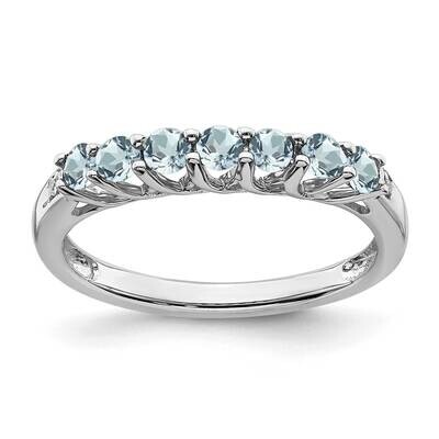 Aquamarine Diamond 7-Stone Ring 10k White Gold RM7411-AQ-001-1WA, MPN: RM7411-AQ-001-1WA, 191101662…