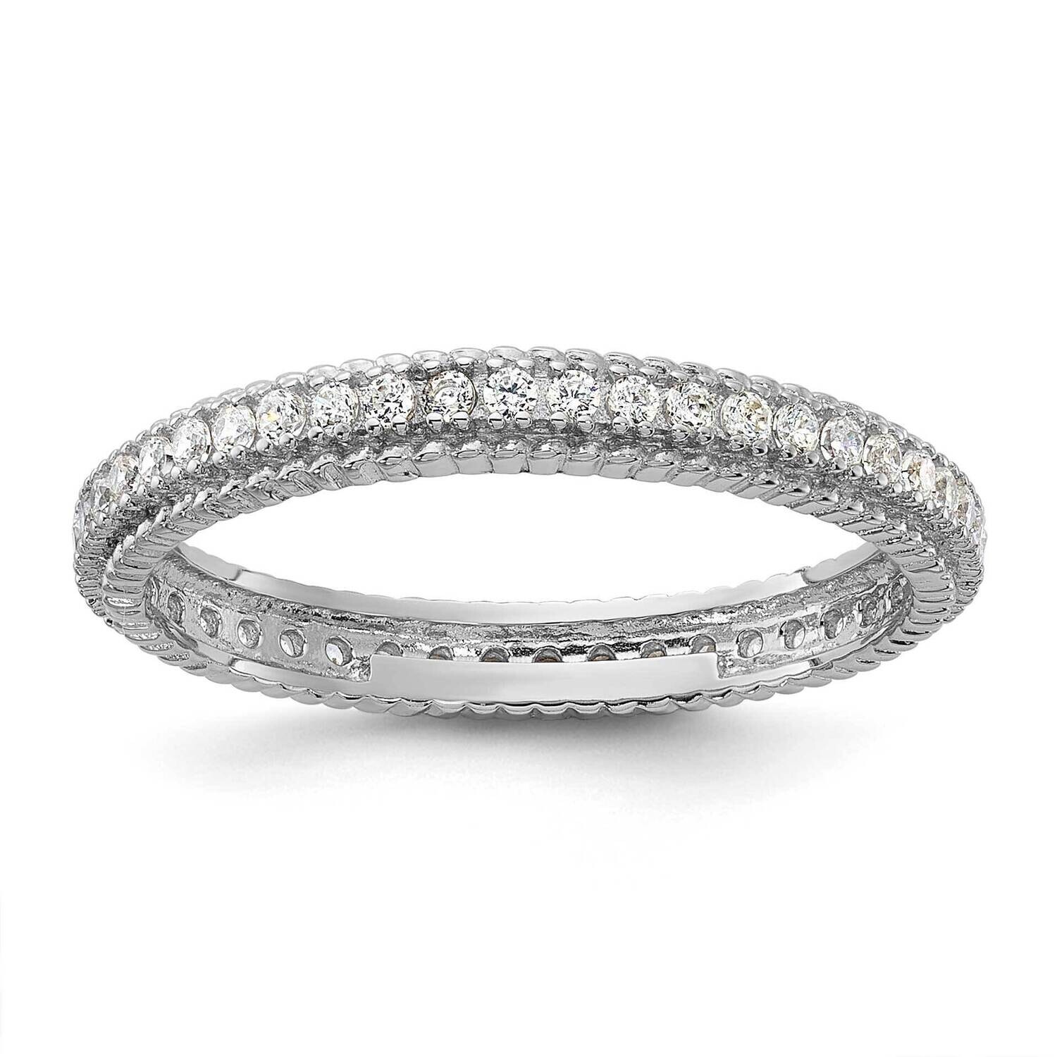 CZ 3mm Eternity Band Sterling Silver Rhodium-Plated QR7534, MPN: QR7534,