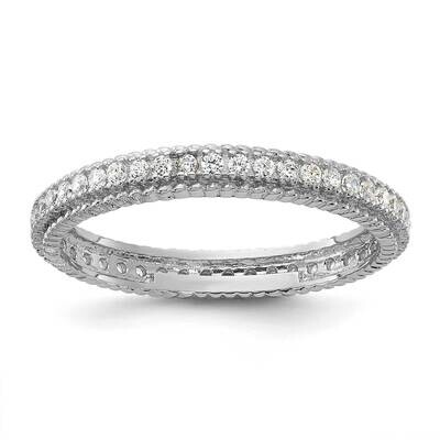 CZ 3mm Eternity Band Sterling Silver Rhodium-Plated QR7534, MPN: QR7534,