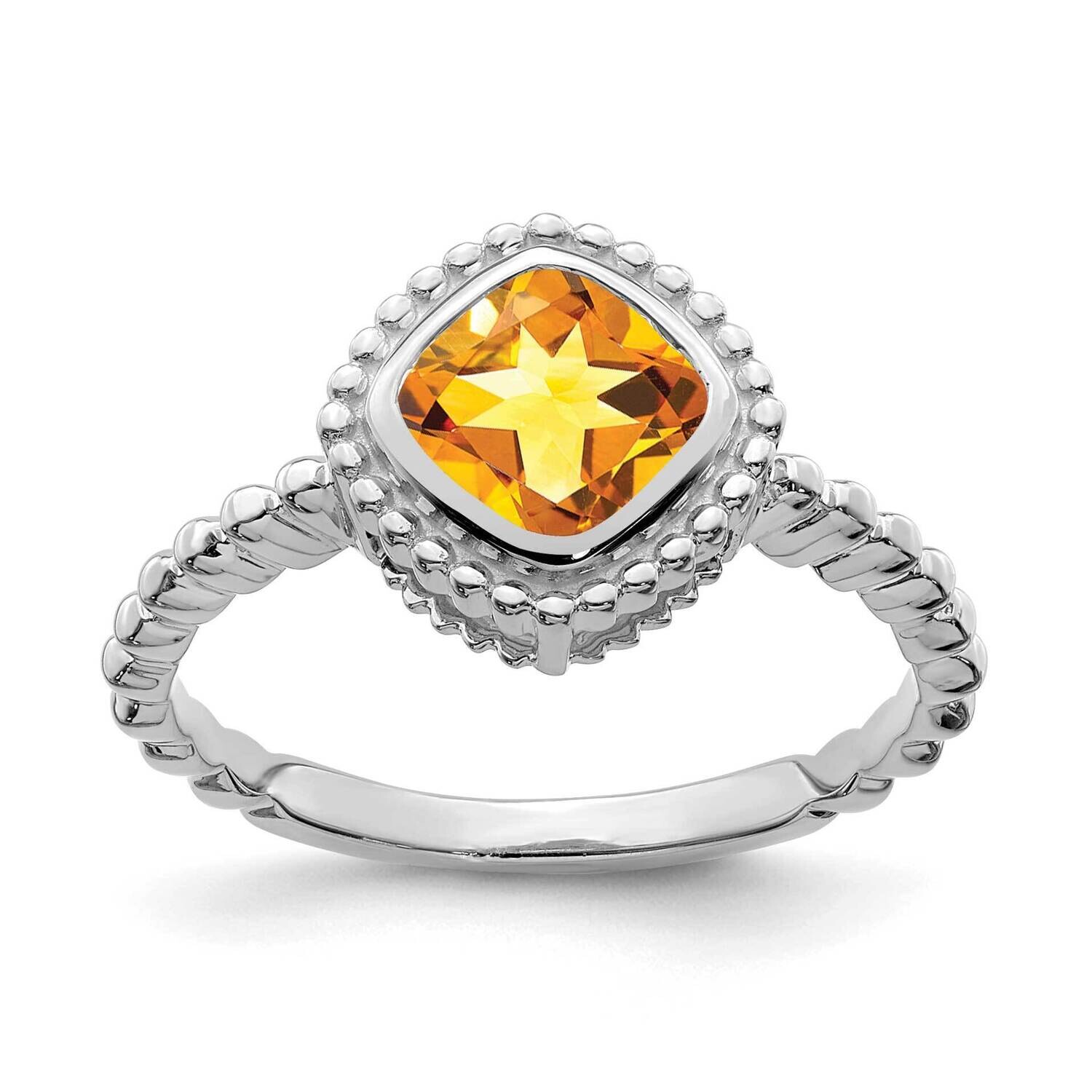 Cushion Citrine Ring 14k White Gold RM7201-CI-W, MPN: RM7201-CI-W, 191101822940