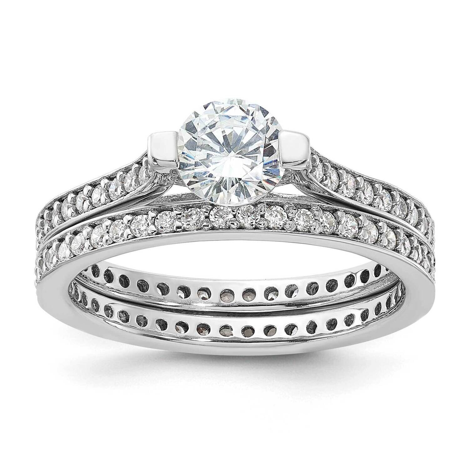 CZ Eternity Engagement Ring BSet Sterling Silver Rhodium-Plated QR7548