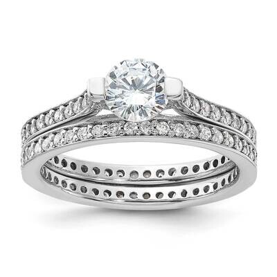 CZ Eternity Engagement Ring BSet Sterling Silver Rhodium-Plated QR7548, MPN: QR7548,