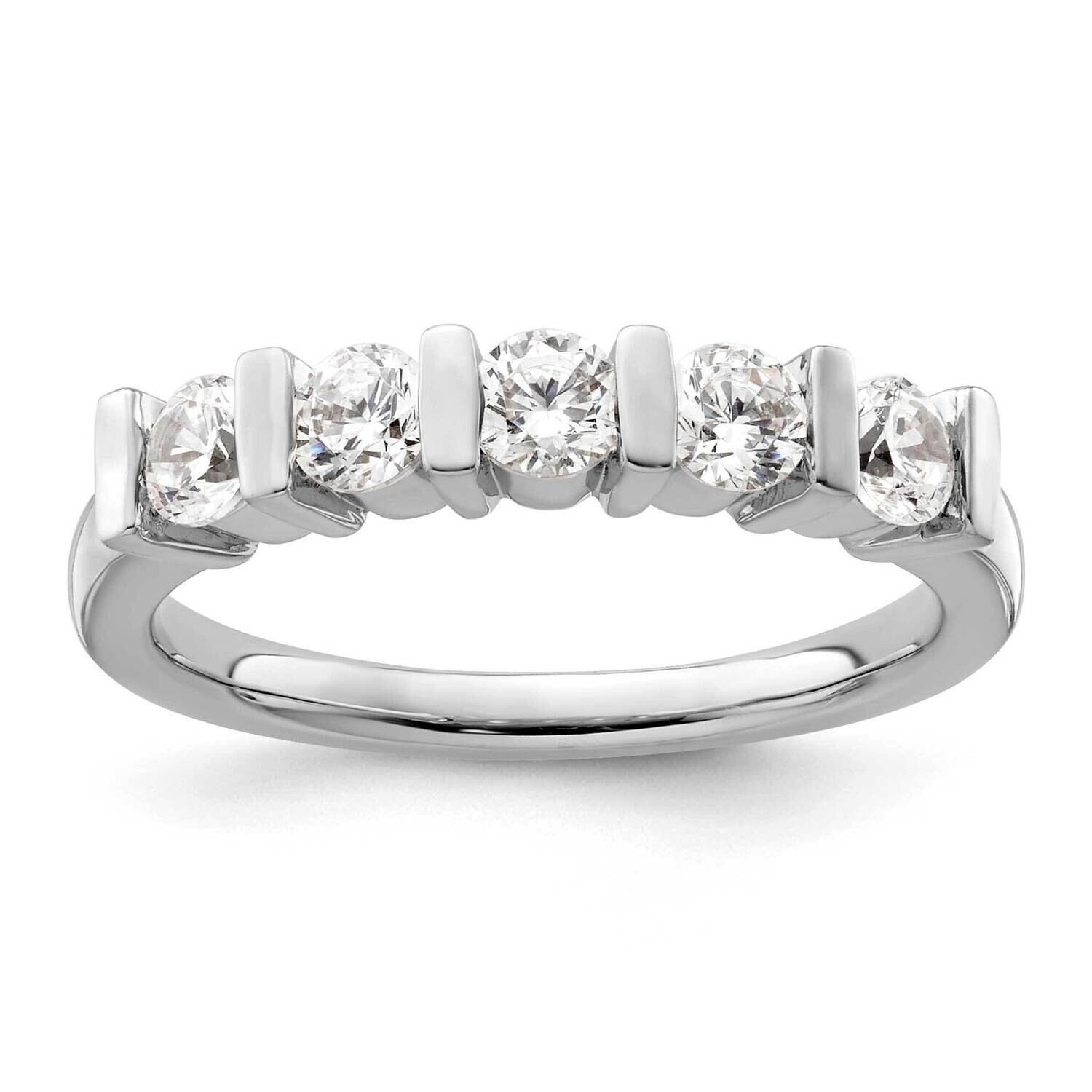 5-Stone Half-Bezel Holds 5-3.4mm Round Diamond Band Ring Mounting 14k White Gold RM3183B-075-WAA