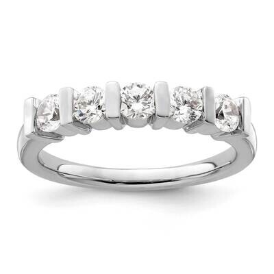5-Stone Half-Bezel Holds 5-3.4mm Round Diamond Band Ring Mounting 14k White Gold RM3183B-075-WAA, M…