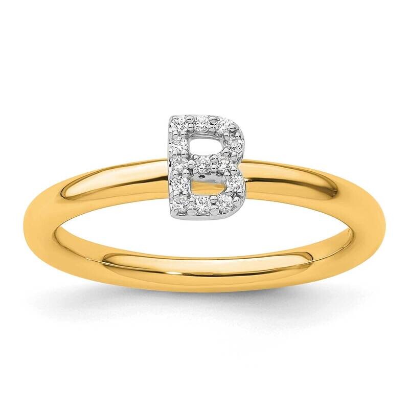 Stackable Diamond Initial B Ring 14k Gold SK2112BY, MPN: SK2112BY,