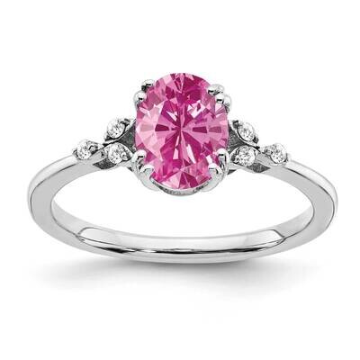 Created Pink Sapphire/Diamond Ring Sterling Silver Rhodium-Plated RM6029-CPS-006-SSA, MPN: RM6029-C…