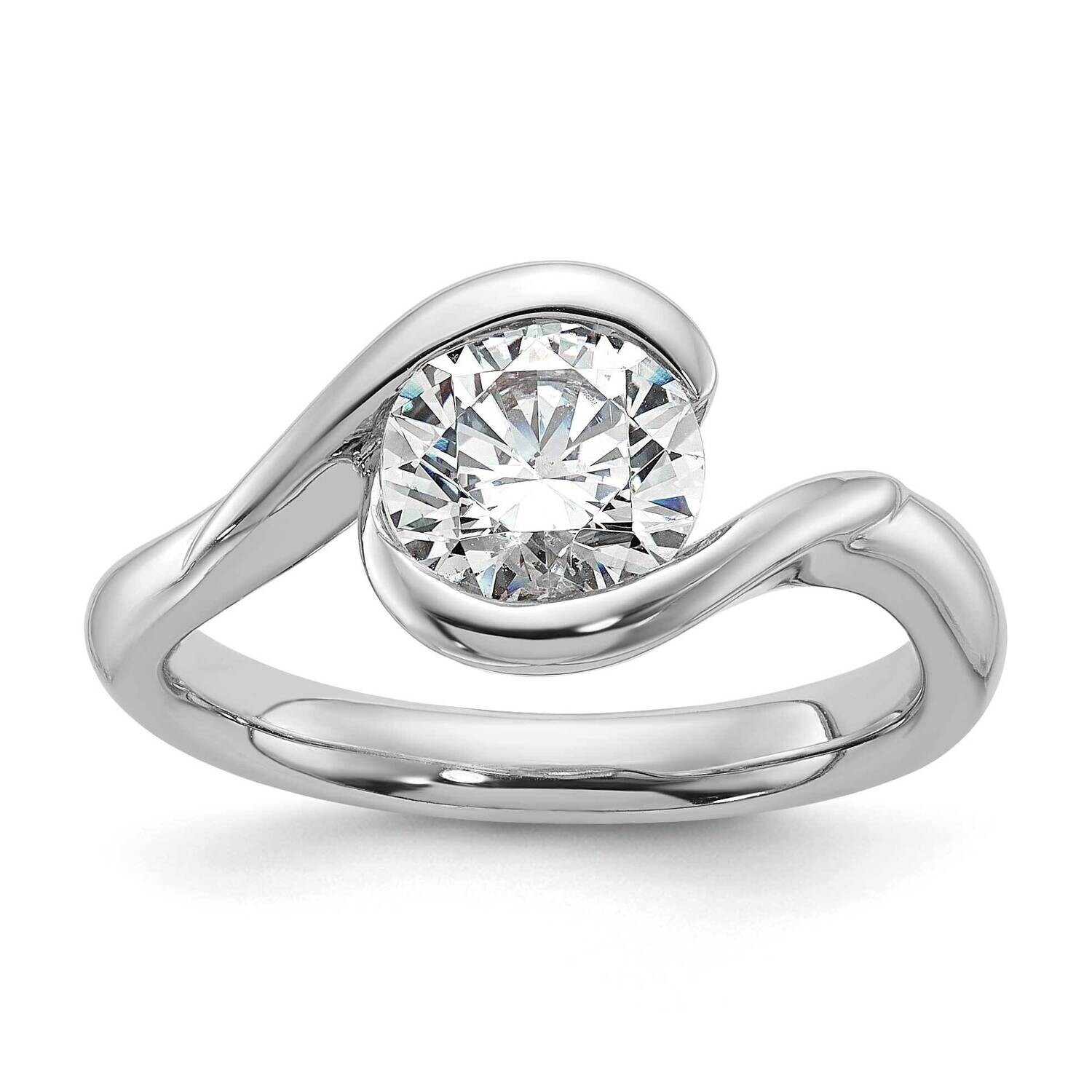 1.5 Carat 7.50 mm Half-Bezel Bypass Round Solitaire Engagement Ring Mounting 14k White Gold RM1955E…