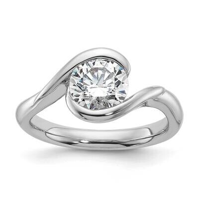 1.5 Carat 7.50 mm Half-Bezel Bypass Round Solitaire Engagement Ring Mounting 14k White Gold RM1955E…