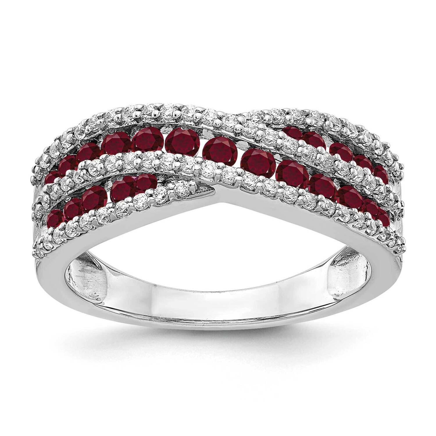 Diamond Created Ruby Twist Ring 14k White Gold RM3847-CRU-033-WAA, MPN: RM3847-CRU-033-WAA, 8839579…