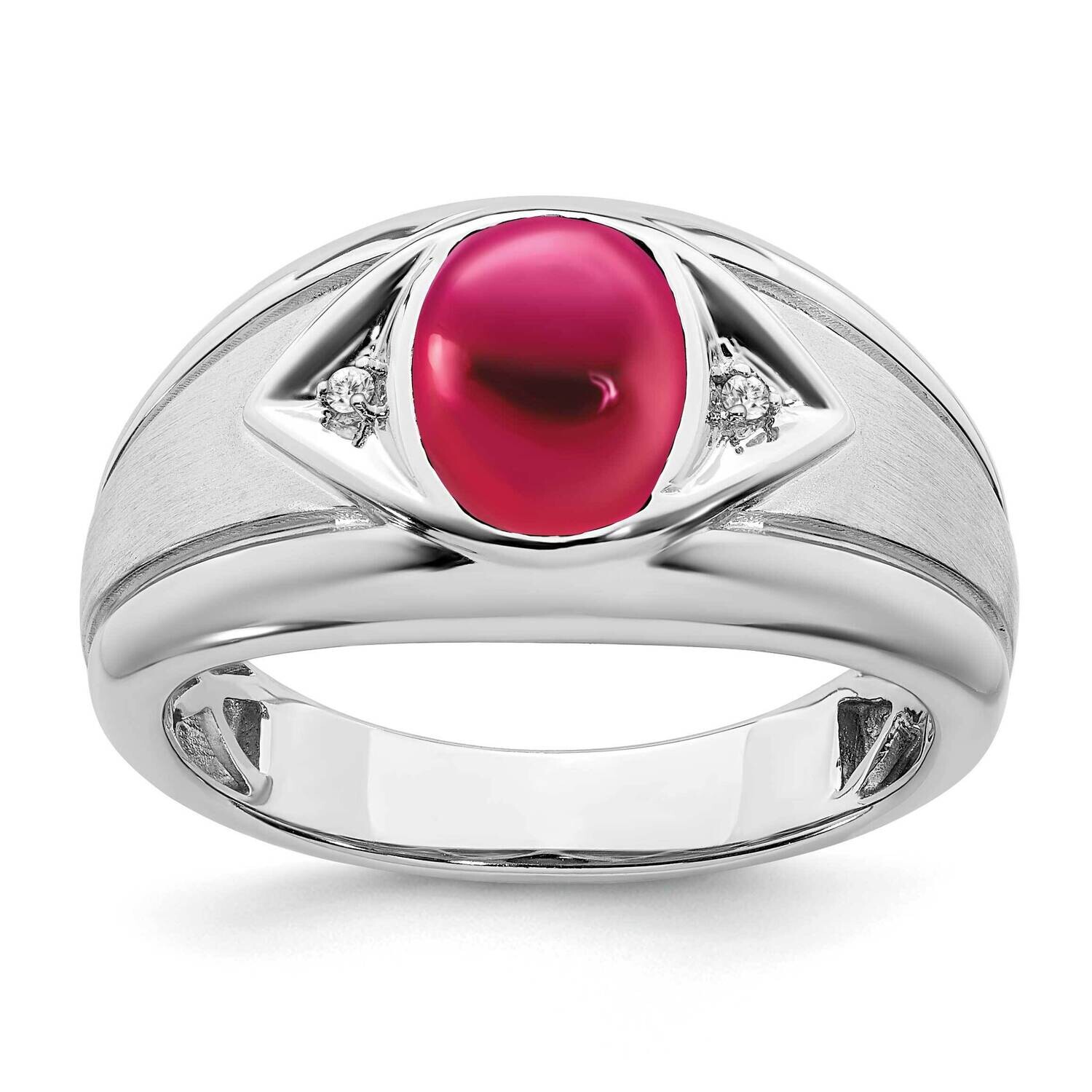 Created Ruby Diamond Mens Ring 14k White Gold RM6659-CRU-002-WA, MPN: RM6659-CRU-002-WA, 1969041304…