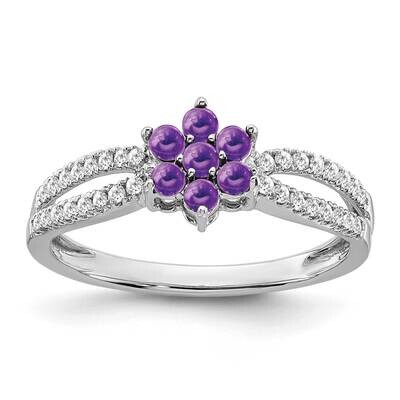 Amethyst Diamond Floral Ring 14k White Gold RM7199-AM-019-WA, MPN: RM7199-AM-019-WA, 191101822407