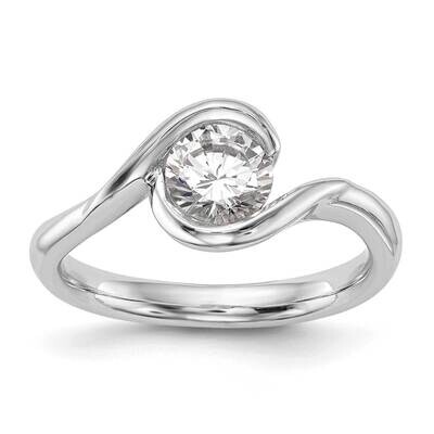 1 Carat 6.50 mm Half-Bezel Bypass Round Solitaire Engagement Ring Mounting 14k White Gold RM1955E-1…