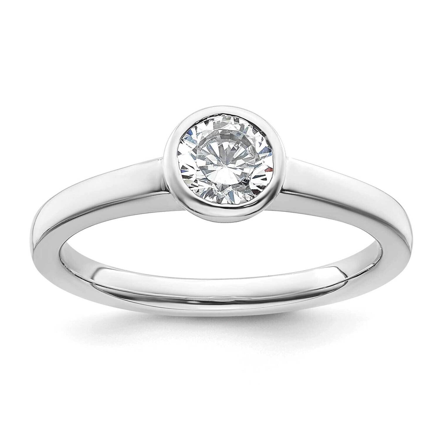 1/2 Carat 5.20 mm Bezel Round Solitaire Engagement Ring Mounting 14k White Gold RM1952E-050-CWAA