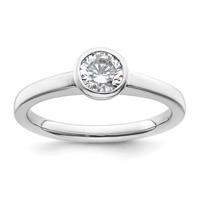 1/2 Carat 5.20 mm Bezel Round Solitaire Engagement Ring Mounting 14k White Gold RM1952E-050-CWAA, M…