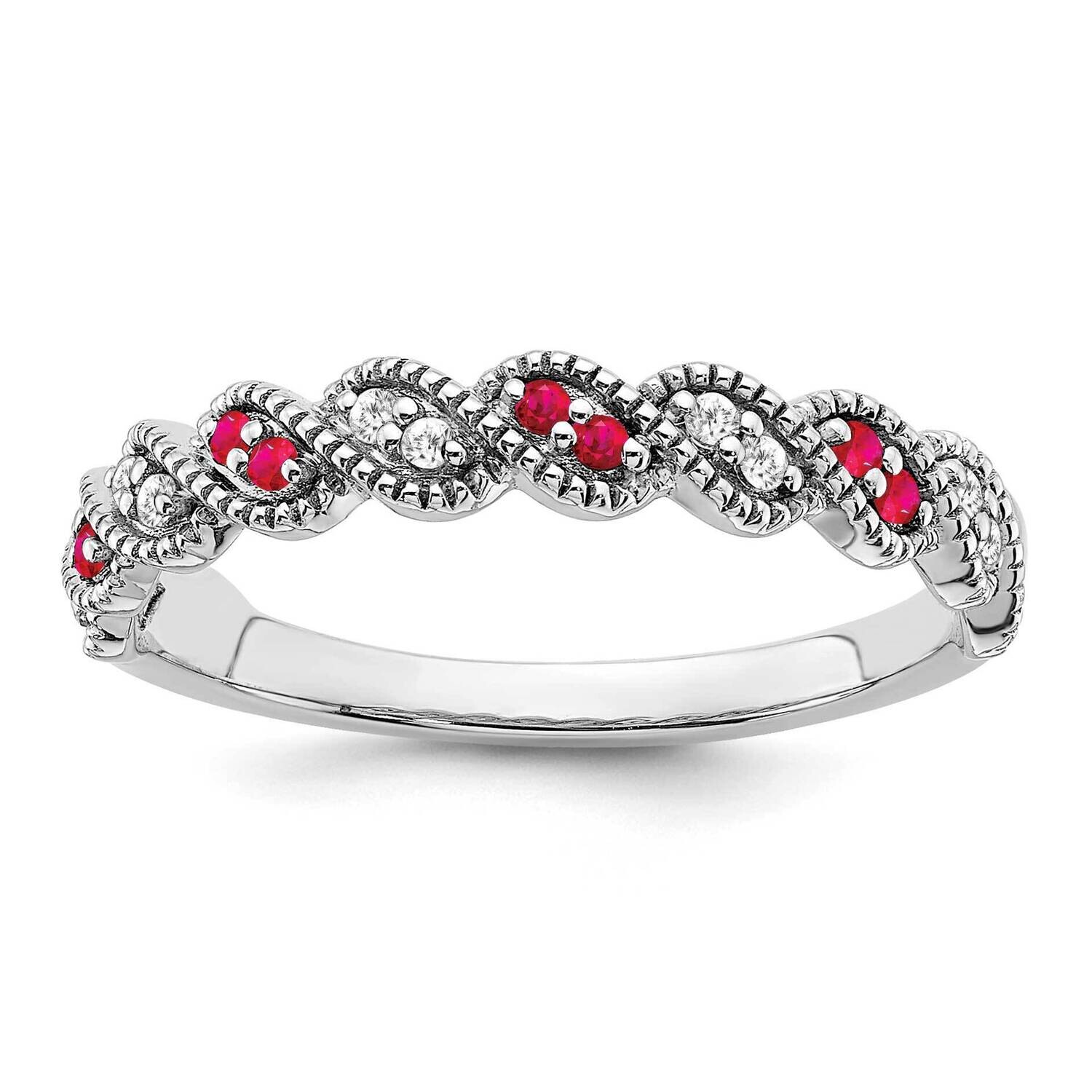 Ruby Diamond Twist Band 14k White Gold RM6050-RU-008-WA, MPN: RM6050-RU-008-WA, 191101814600