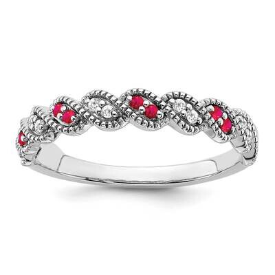 Ruby Diamond Twist Band 14k White Gold RM6050-RU-008-WA, MPN: RM6050-RU-008-WA, 191101814600
