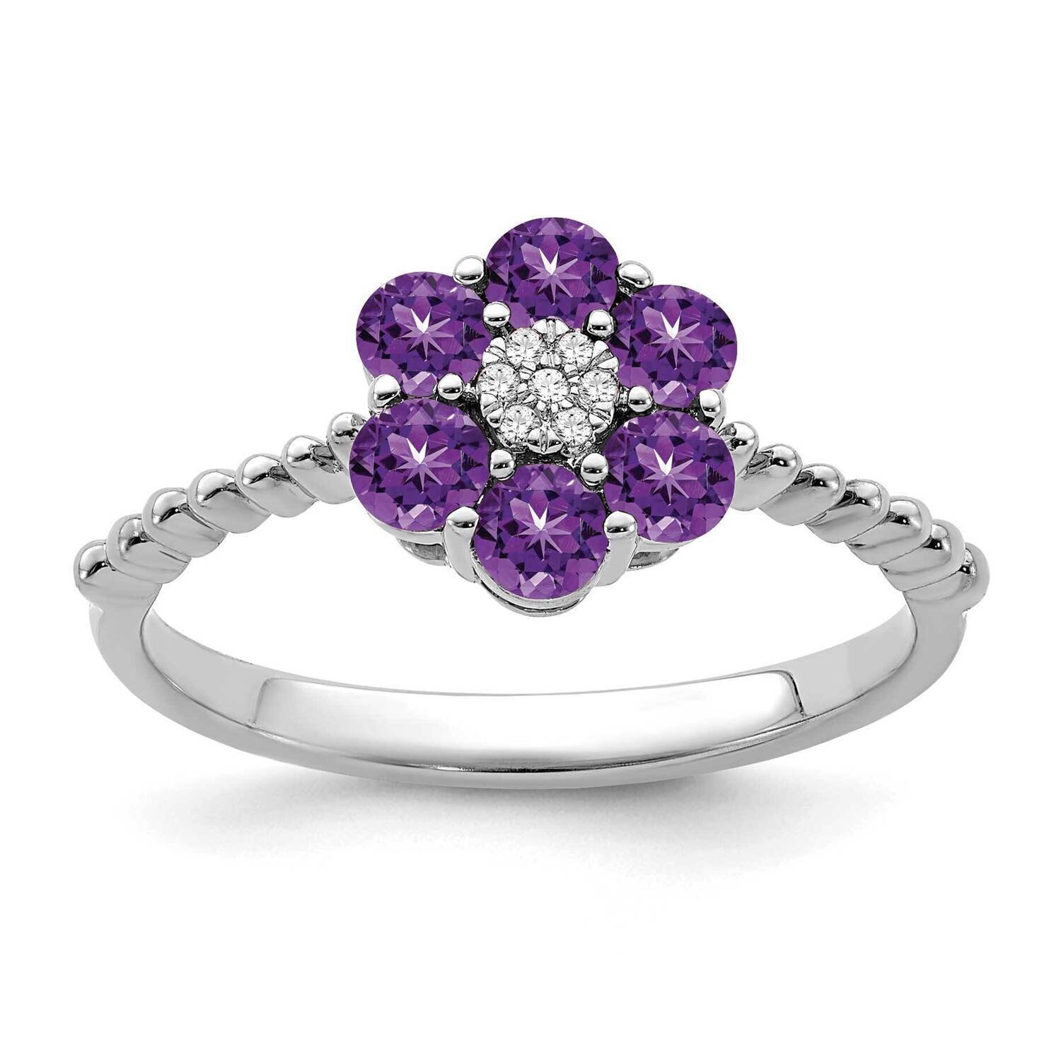 Amethyst Diamond Floral Ring 14k White Gold RM7191-AM-003-WA, MPN: RM7191-AM-003-WA, 191101821806