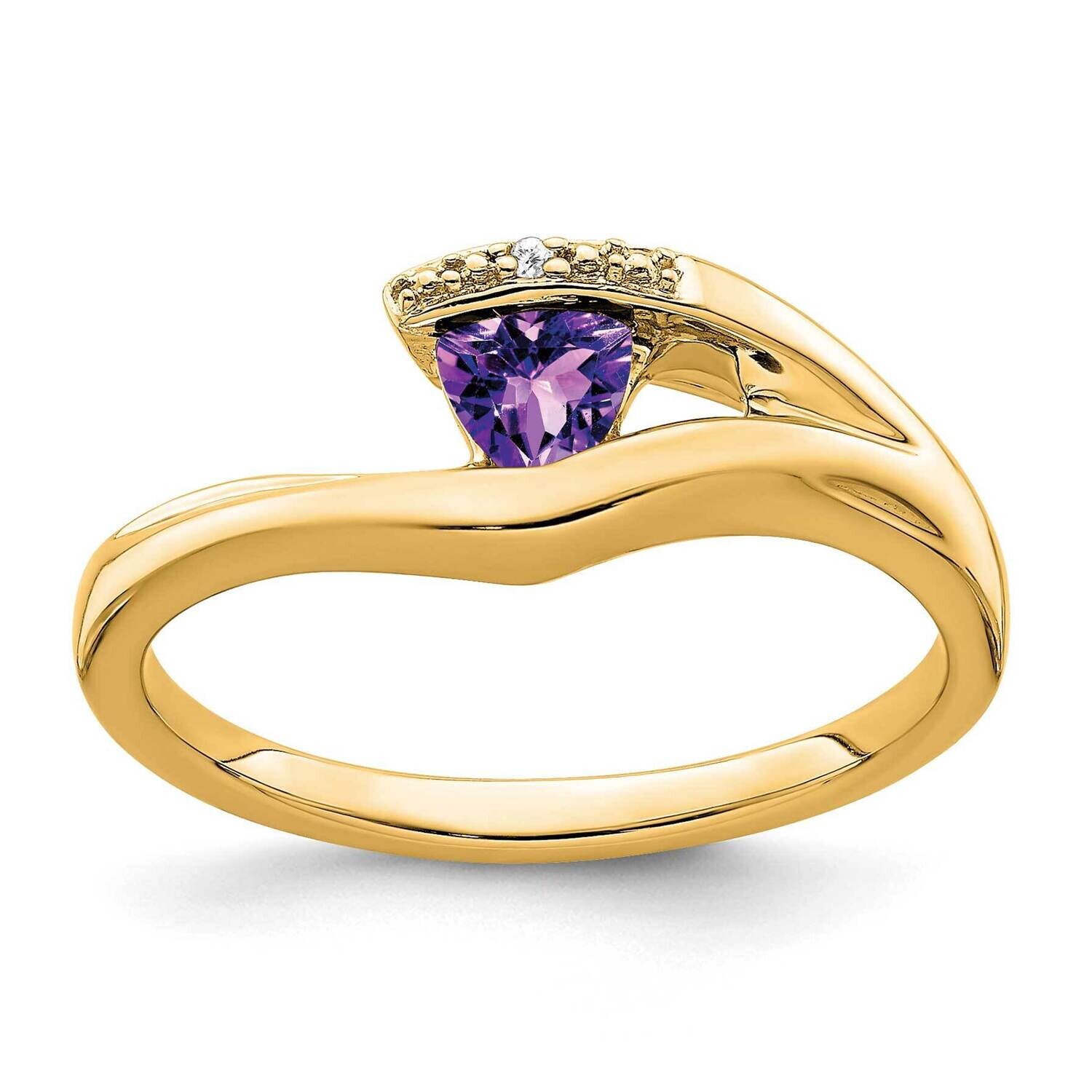 Trillion Amethyst Diamond Ring 14k Gold RM7160-AM-001-YA, MPN: RM7160-AM-001-YA, 191101819971