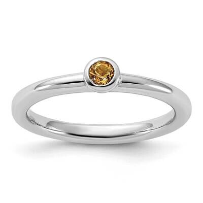 Stackable Expressions Rhodium-Plated Citrine Ring Sterling Silver QSK2190, MPN: QSK2190,