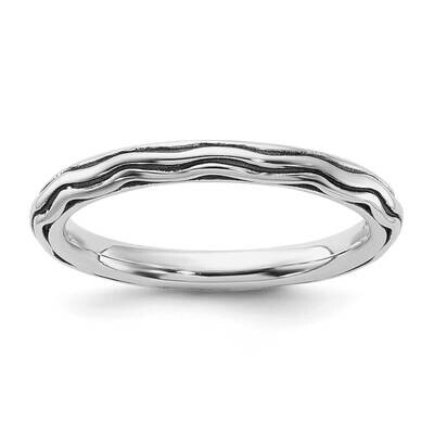 Stackable Expressions Oxidized Wave Design Ring Sterling Silver QSK2224, MPN: QSK2224,