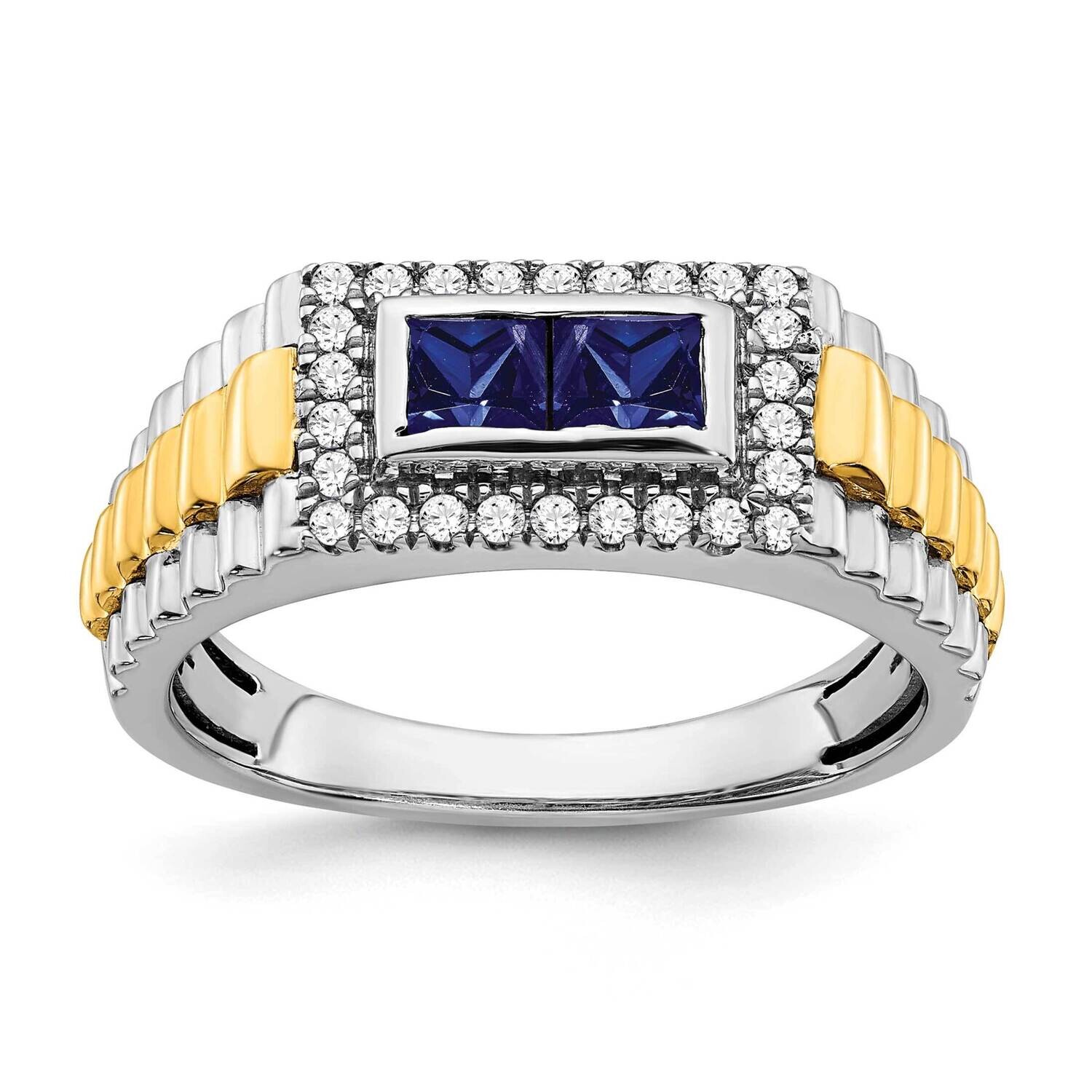 Sapphire Diamond Mens Ring 14k Two-Tone Gold RM3681-SA-025-WYA, MPN: RM3681-SA-025-WYA,