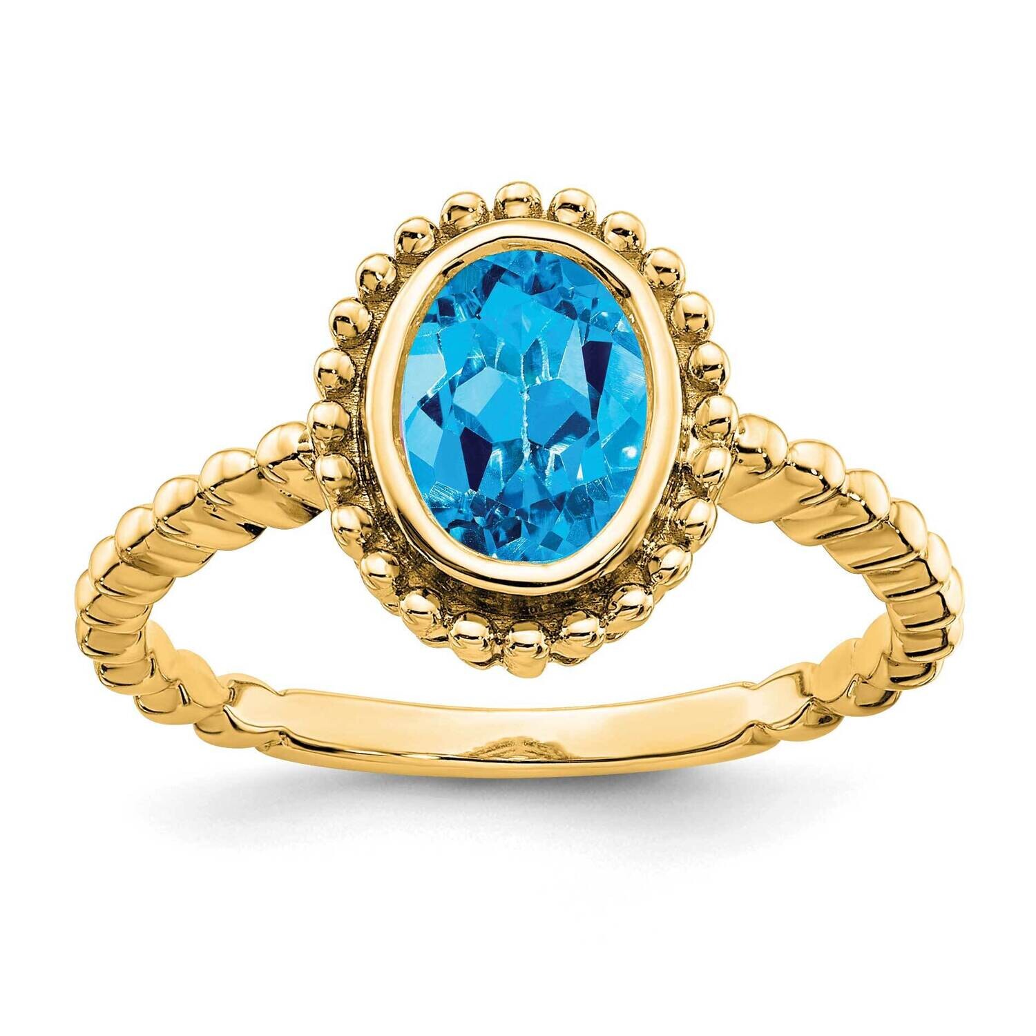 Oval Blue Topaz Ring 10k Gold RM7202-BT-1Y, MPN: RM7202-BT-1Y, 191101823398