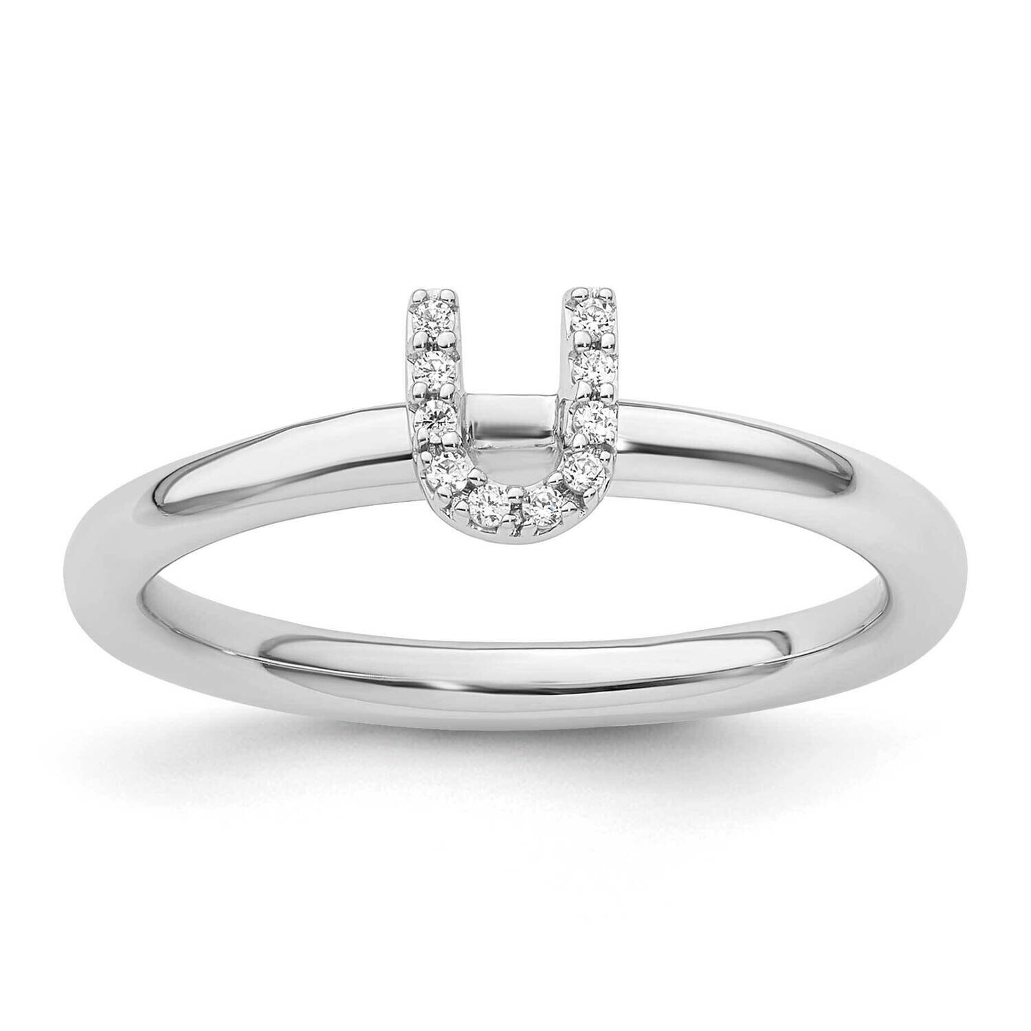 Stackable Diamond Initial U Ring 14k White Gold SK2112UW, MPN: SK2112UW,