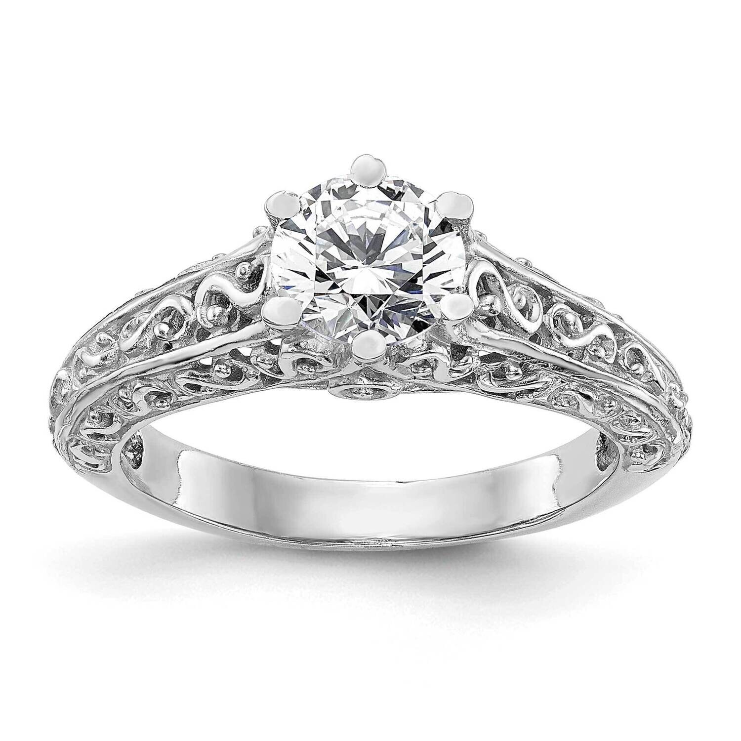 1 Carat 6.50 mm 6-Prong Vintage Round Solitaire Engagement Ring Mounting 14k White Gold RM1947E-100…