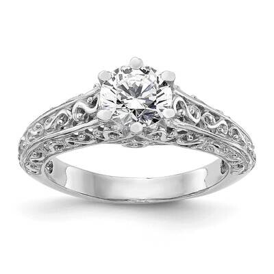 1 Carat 6.50 mm 6-Prong Vintage Round Solitaire Engagement Ring Mounting 14k White Gold RM1947E-100…