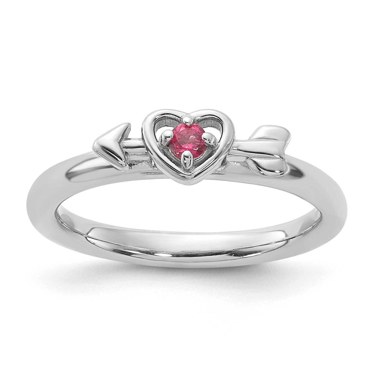 Stackable Expressions Rhodium-Plated Pink Tourmaline Heart Arrow Ring Sterling Silver QSK2254, MPN:…