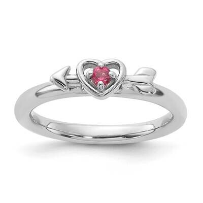Stackable Expressions Rhodium-Plated Pink Tourmaline Heart Arrow Ring Sterling Silver QSK2254, MPN:…