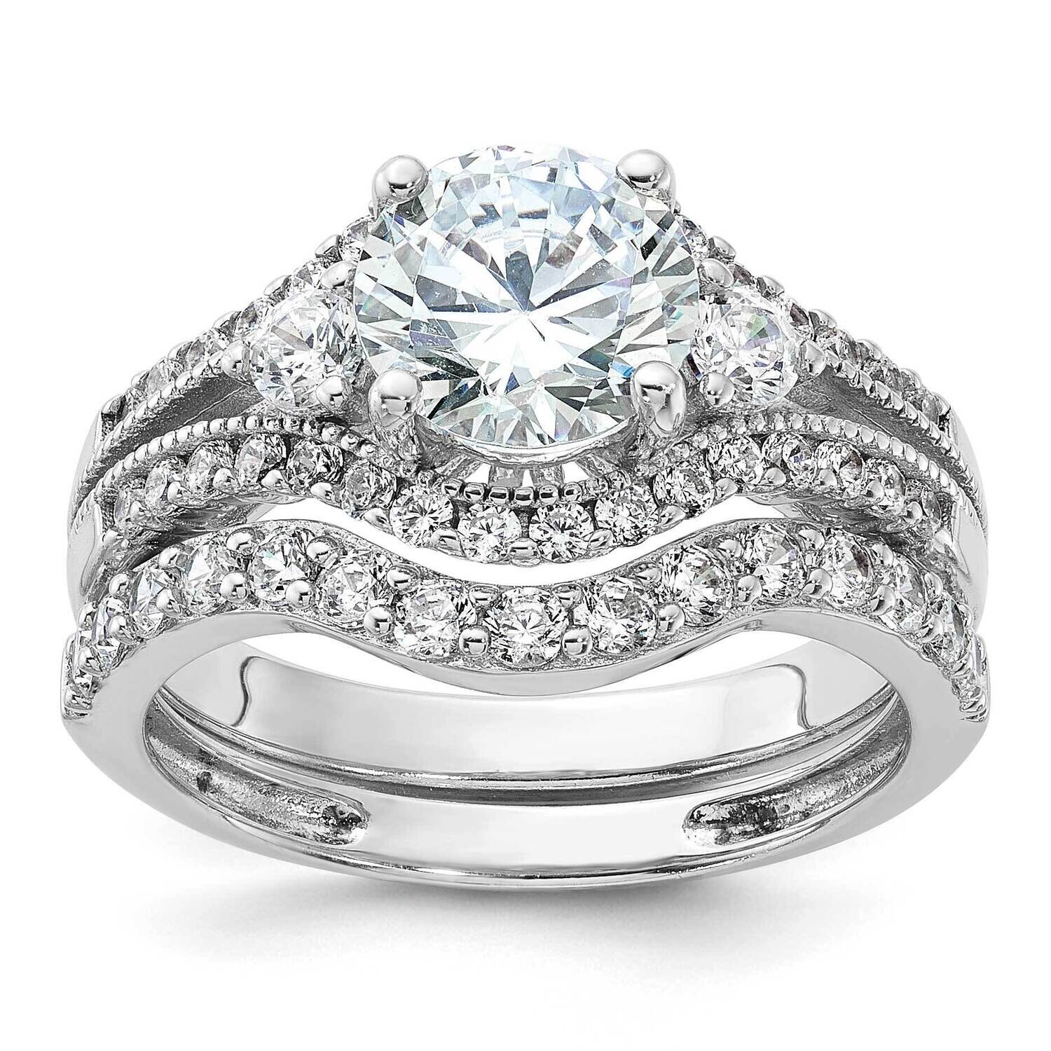 CZ Engagement Ring BSet Sterling Silver Rhodium-Plated QR7547, MPN: QR7547,