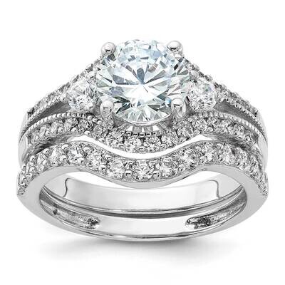 CZ Engagement Ring BSet Sterling Silver Rhodium-Plated QR7547, MPN: QR7547,
